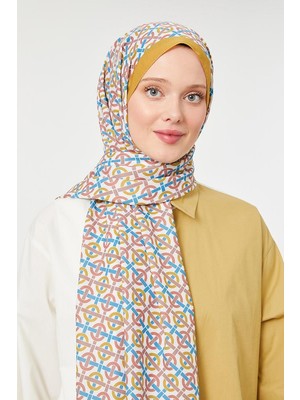 Five Scarf Safran Yuvarlak Desen Mono Krep Şal