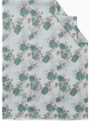 Five Scarf Yeşil Relax Büyük Çiçekli Şal