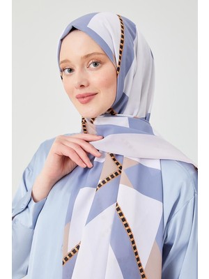Five Scarf Mavi Halka Desen Violet Medine İpeği Şal