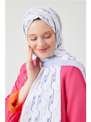 Five Scarf A.Lila Yuvarlak Desen Violet Medine İpeği Şal