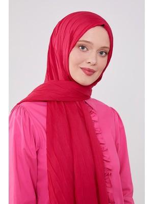 Five Scarf Fuşya Pliseli Pamuklu Şal