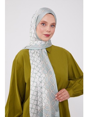 Five Scarf Mint Yeşili Kare Zincir Desenli Brand Şal