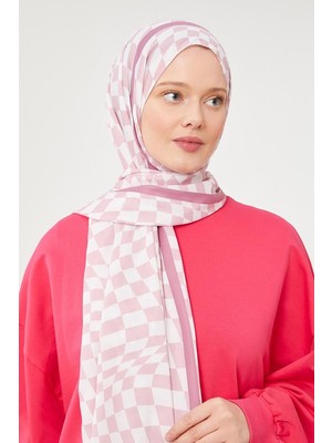 Five Scarf Pembe Dama Desen Mono Krep Şal
