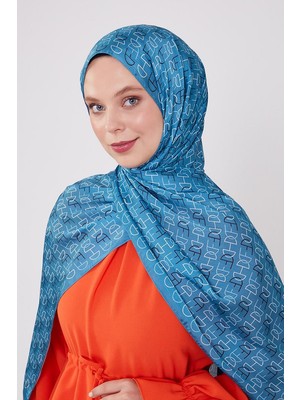 Five Scarf Petrol Yeşili Harf Desen Brand Şal