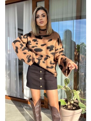 Eswomes Düğme Detay Mini Kaşe Etek Siyah