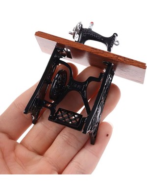 Dikiş Makinası Ahşap Metal Minyatür Bebek Evi Çocuk Oyuncakları