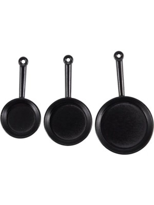 1/12 Ölçekli 3 Adet Minyatür Metal Kızartma Tavaları Siyah