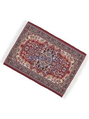 Minyatür Dokuma Halı Bebek Oyun Evleri Için 1/12 Ölçekli Bordo Renk