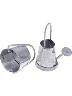 2 Adet/takım 1:12 Minyatür Metal Su Kovası Çiçek Sulama Vazosu