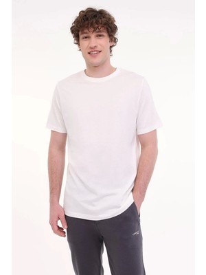 Lumberjack CT110 0 Yaka Erkek Tshirt - Kirik Beyaz