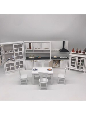 Minyatür Mobilya Ahşap Yemek Masası Takımı 1 Masa4 Sandalye Bebek Evi Çocuk Oyuncakları