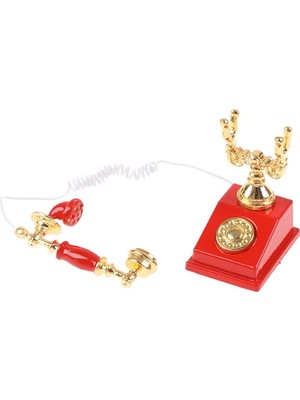 Minyatür Metal Kırmızı Telefon Bebek Evi Çocuk Oyuncakları