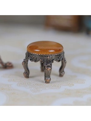 Minyatür Mobilya Ahşap Yuvarlak Ahşap Metal Bebek Evi Çocuk Oyuncakları