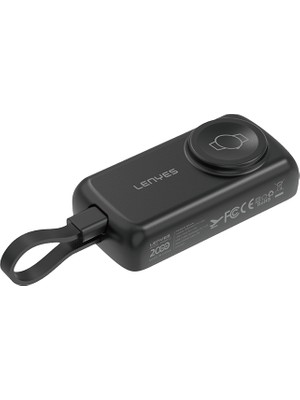 Lenyes PX0001D Akıllı Saat Kablosuz Şarj Taşınabilir Type-C Kablolu Powerbank 2000MAH 2W Siyah