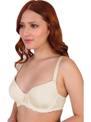 Ekru Mı 189D Pedli Dantelli Balenli Sütyen