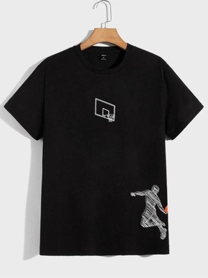 Unisex Tasarım Basket Baskılı Oversize %100 Pamuk T-Shirt