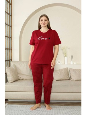 Nisanca %100 Pamuk  Büyük Beden Kısa Kol Kadın Pijama Takımı