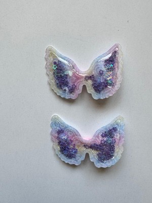 Kız Çocuk 2' Li Klips Renkli Kelebek Toka Mor