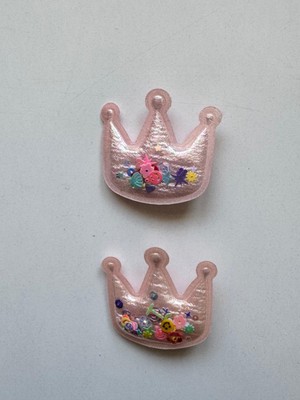 Kız Çocuk 2' Li Klips Renkli Kral Taç Toka Pembe