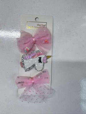 Kız Çocuk 3' Lü Unicorn Klips Toka Beyaz