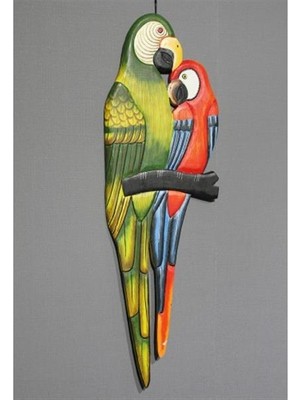 Ahşap Duvara Asmalı 2'li Papağan Model 1