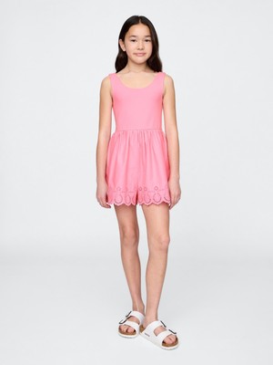 Gap Kız Çocuk Açık Pembe İşlemeli Askılı Tulum