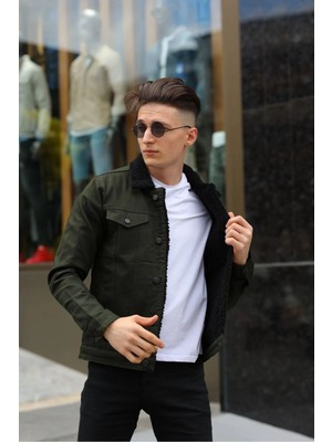 Erkek Içi Kürklü Denim Kot Ceket