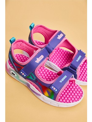 26-35 Numara Işıklı Çift Bantlı Hafif Kız Çocuk Sandalet