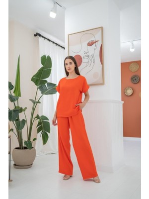 Melenza Oranj T-Shirt ve Pantolon Takım