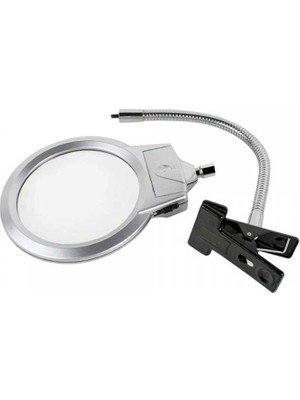 2.5X130 mm 5X24 mm LED Aydınlatmalı Büyüteç Masa Üstü L Hortum Mandallı MG15124-C