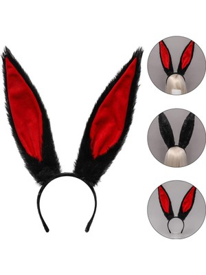 Peluş Malzemeden Imal  Boy Şekil Verilebilir Tavşan Kulağı Siyah 14X43 cm