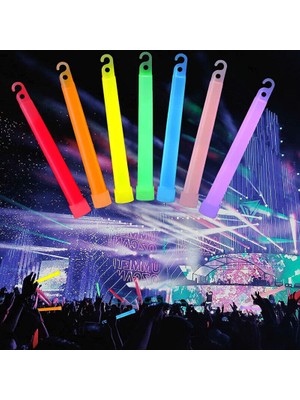 Karanlıkta Yanan Asılabilir Ip Aparatlı Glow Stick Kolye Glow Stick Lamba 6 Adet 6 Renk 15 cm