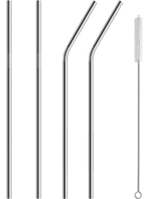 5 Parça L Pipet - Paslanmaz Çevre Dostu L Pipet Fırça Seti