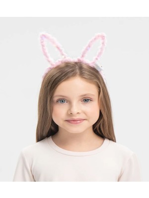 LED Işıklı Peluş Pofuduk Tavşan Kulak Tavşan  Pembe 17X23 cm