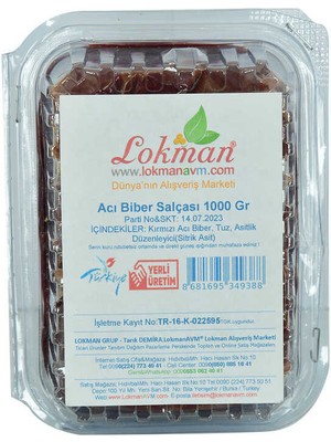 Acı Biber Salçası 1000 gr Paketli Kutulu