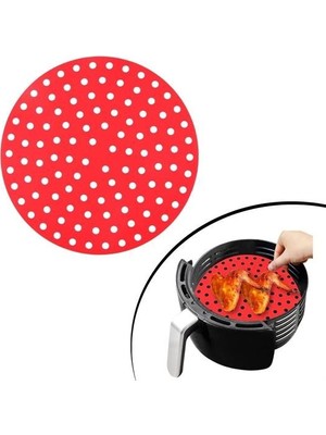 Renkli Isıya Dayanıklı Yıkanılabilir Silikon Fırın ve Airfryer Yuvarlak Pişirme Matı 20 cm