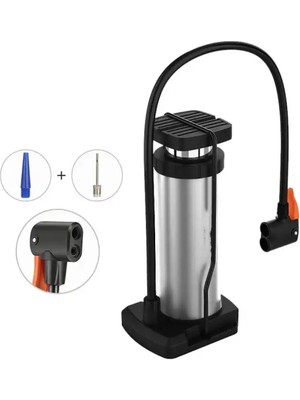 Yüksek Basınçlı Alüminyum Gümüş Renk Top Bisiklet Taşınabilir Hava Ayak Pompası