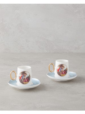 Selene Porselen 4 Parça 2 Kişilik Kahve Fincan Takımı 80 ml Mavi