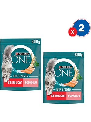 Purina One Somonlu Kısırlaştırılmış Kedi Maması 800 Grx2'li