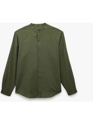 Koton Uzun Kollu Düğmeli Regular Fit Pamuklu Hakim Yaka Gömlek