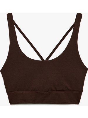 Koton U Yaka Slim Fit Sporcu Sütyeni Kahve Renk Konforlu Tasarım ve Gün Boyu Destek Sunar