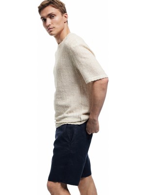 Koton Düğmeli Bermuda Chino Keten Şort
