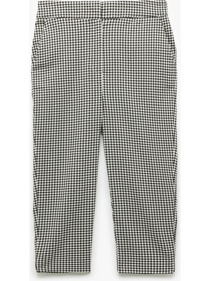 Koton Viskon Kumaş Pötikareli Skinny Fit Cepli Kapri Pantolon