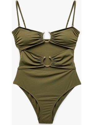 Koton Çıkarılabilir Askılı Pencere Detaylı Aksesuarlı Straplez Mayokini