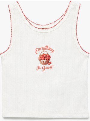 Koton Çilek Baskılı Bisiklet Yaka Kolsuz Atlet