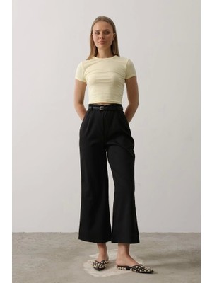 Defy Moda Kemer Pens Detaylı Pantolon - Siyah