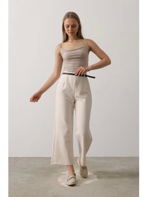 Defy Moda Kemer Pens Detaylı Pantolon - Bej