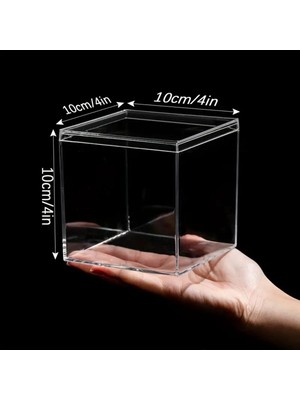 Pleksi Marketi Pleksi Şeffaf Küp Kutu Hobi Ürünleri Saklama Kutusu 10X10X10 Cm Dayanıklı Malzeme ile