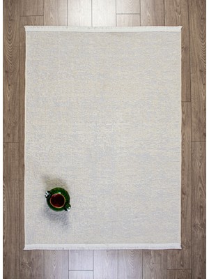 Enva Home  Şönil Kilim Halı Yıkanabilir Kaymaz Tabanlı Yumuşak İnce Yapısı ile Her Alana Uyumlu Beyaz
