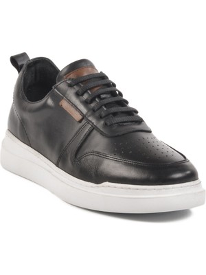 Siyah-Beyaz Hakiki Deri Erkek Sneaker Premium 412 M